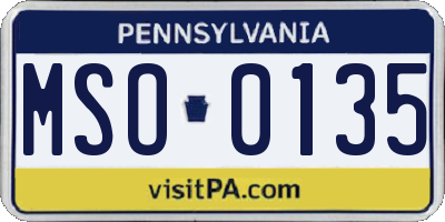 PA license plate MSO0135