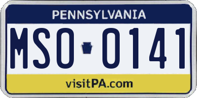 PA license plate MSO0141