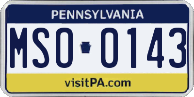 PA license plate MSO0143