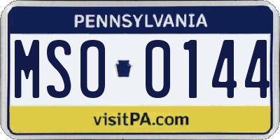 PA license plate MSO0144