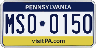 PA license plate MSO0150