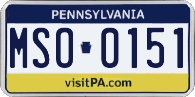PA license plate MSO0151