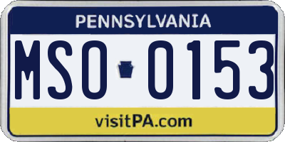 PA license plate MSO0153