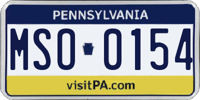 PA license plate MSO0154