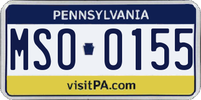 PA license plate MSO0155