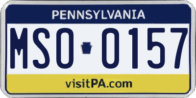 PA license plate MSO0157