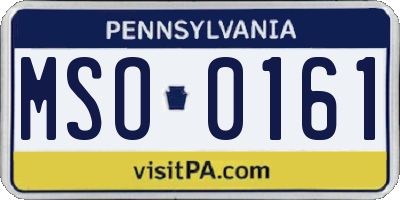 PA license plate MSO0161