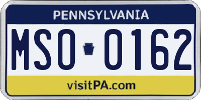 PA license plate MSO0162