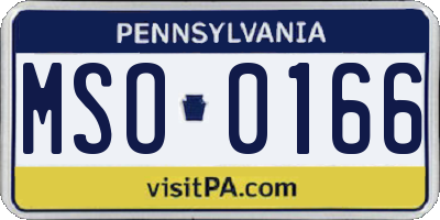 PA license plate MSO0166