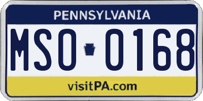 PA license plate MSO0168