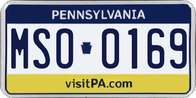 PA license plate MSO0169