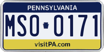 PA license plate MSO0171