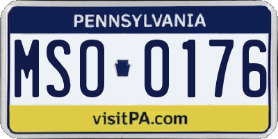 PA license plate MSO0176