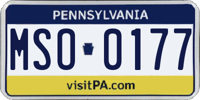 PA license plate MSO0177