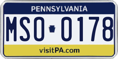 PA license plate MSO0178