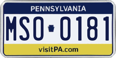 PA license plate MSO0181