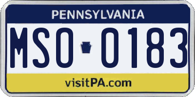 PA license plate MSO0183