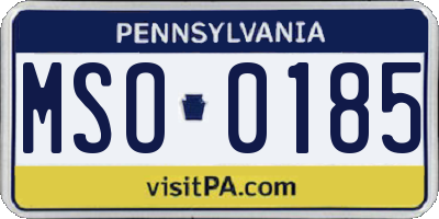 PA license plate MSO0185
