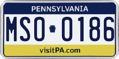 PA license plate MSO0186