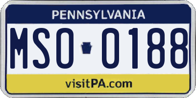 PA license plate MSO0188
