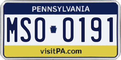 PA license plate MSO0191
