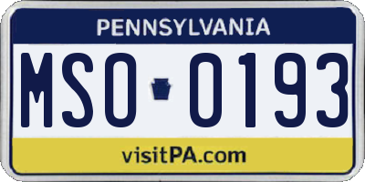 PA license plate MSO0193