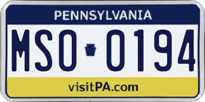 PA license plate MSO0194