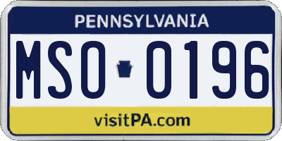 PA license plate MSO0196