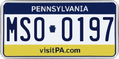 PA license plate MSO0197