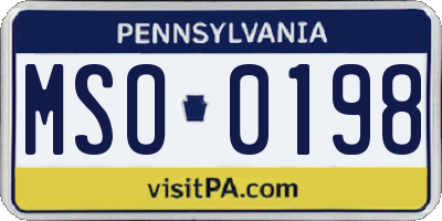 PA license plate MSO0198
