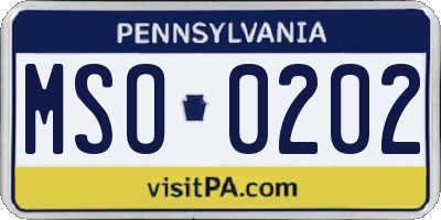 PA license plate MSO0202