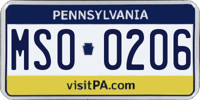 PA license plate MSO0206