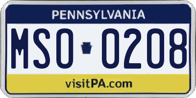 PA license plate MSO0208