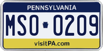 PA license plate MSO0209