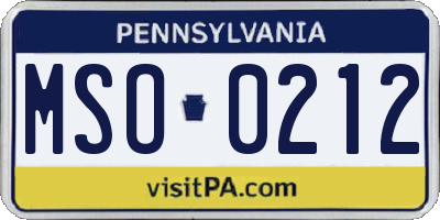 PA license plate MSO0212