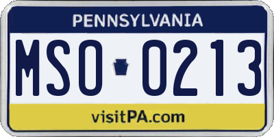PA license plate MSO0213