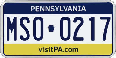 PA license plate MSO0217