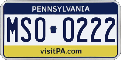 PA license plate MSO0222