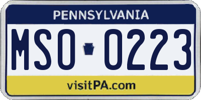PA license plate MSO0223