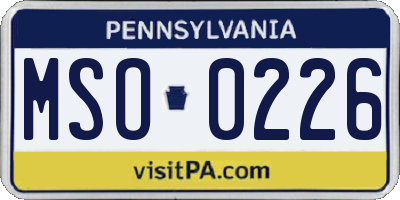 PA license plate MSO0226