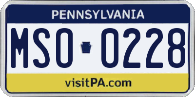PA license plate MSO0228