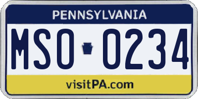 PA license plate MSO0234