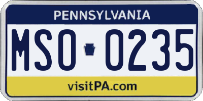 PA license plate MSO0235