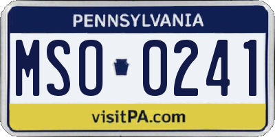 PA license plate MSO0241