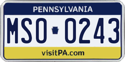 PA license plate MSO0243