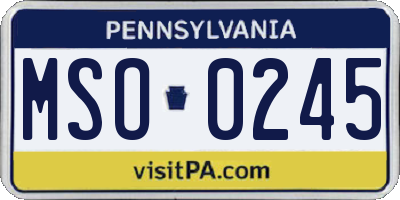 PA license plate MSO0245