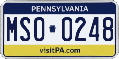 PA license plate MSO0248