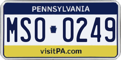 PA license plate MSO0249