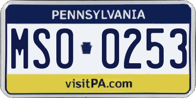 PA license plate MSO0253