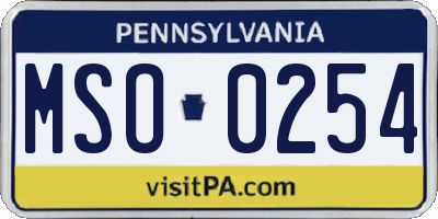 PA license plate MSO0254